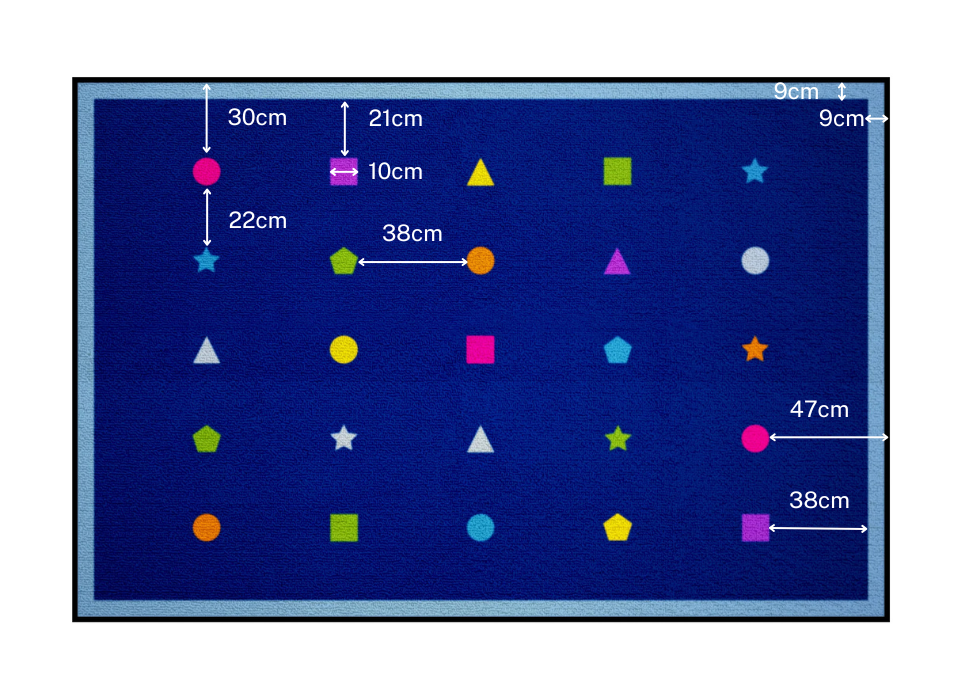 On Your Shape Placement Blue Border 25 Mat (2m x 3m) | Classroom Mats