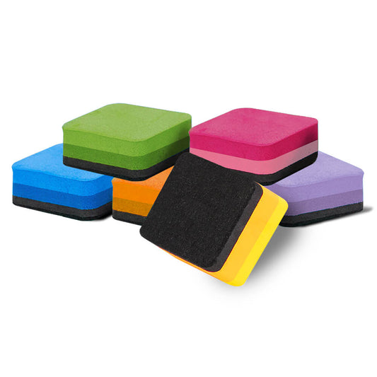 Student Whiteboard Erasers Magnetic - Pack of 12 assorted colours