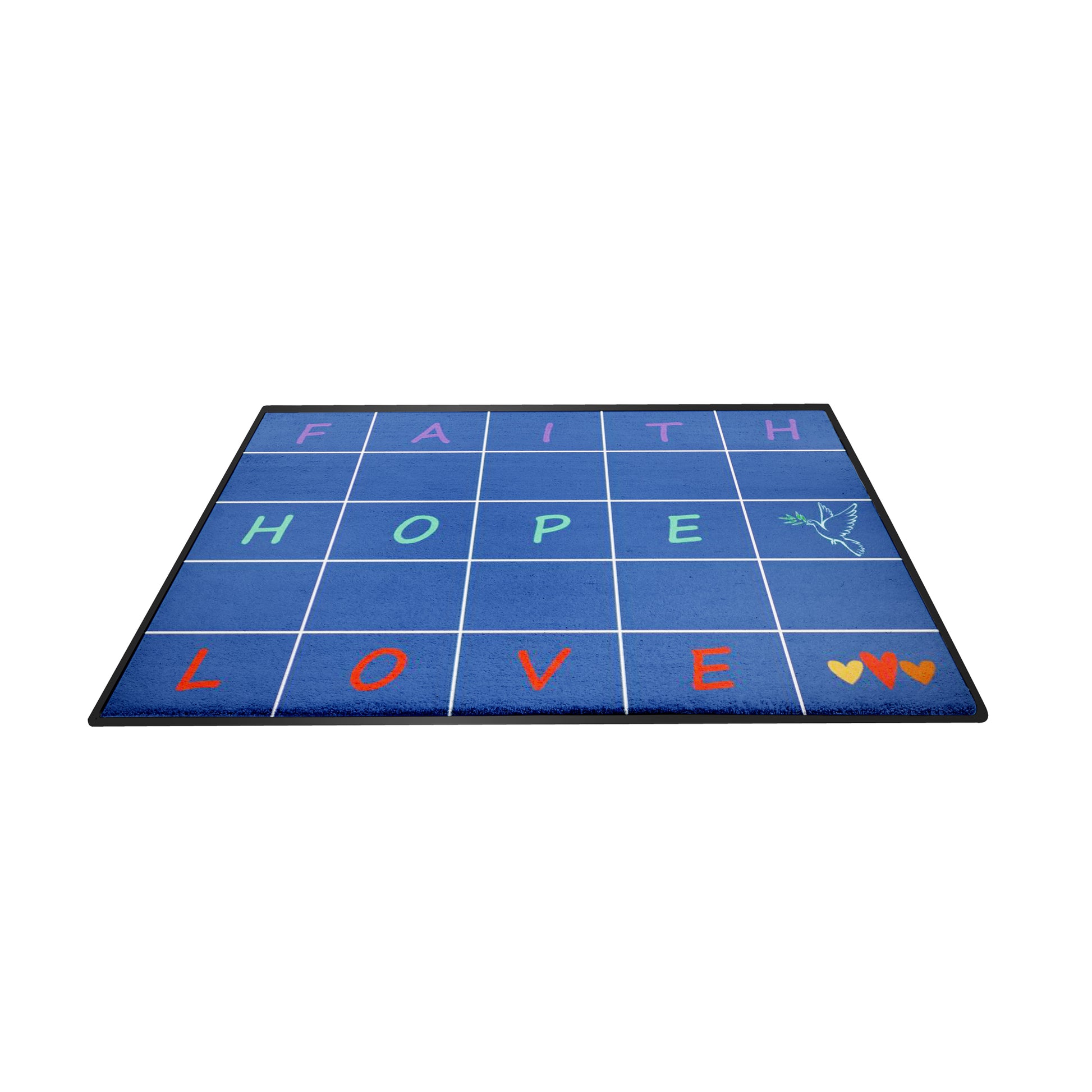 Faith Based Classroom Seating Mat - Faith Hope Love - Soft Colours 2m x 3m