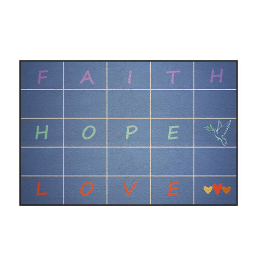 Faith Based Classroom Seating Mat - Faith Hope Love - Soft Colours 2m x 3m