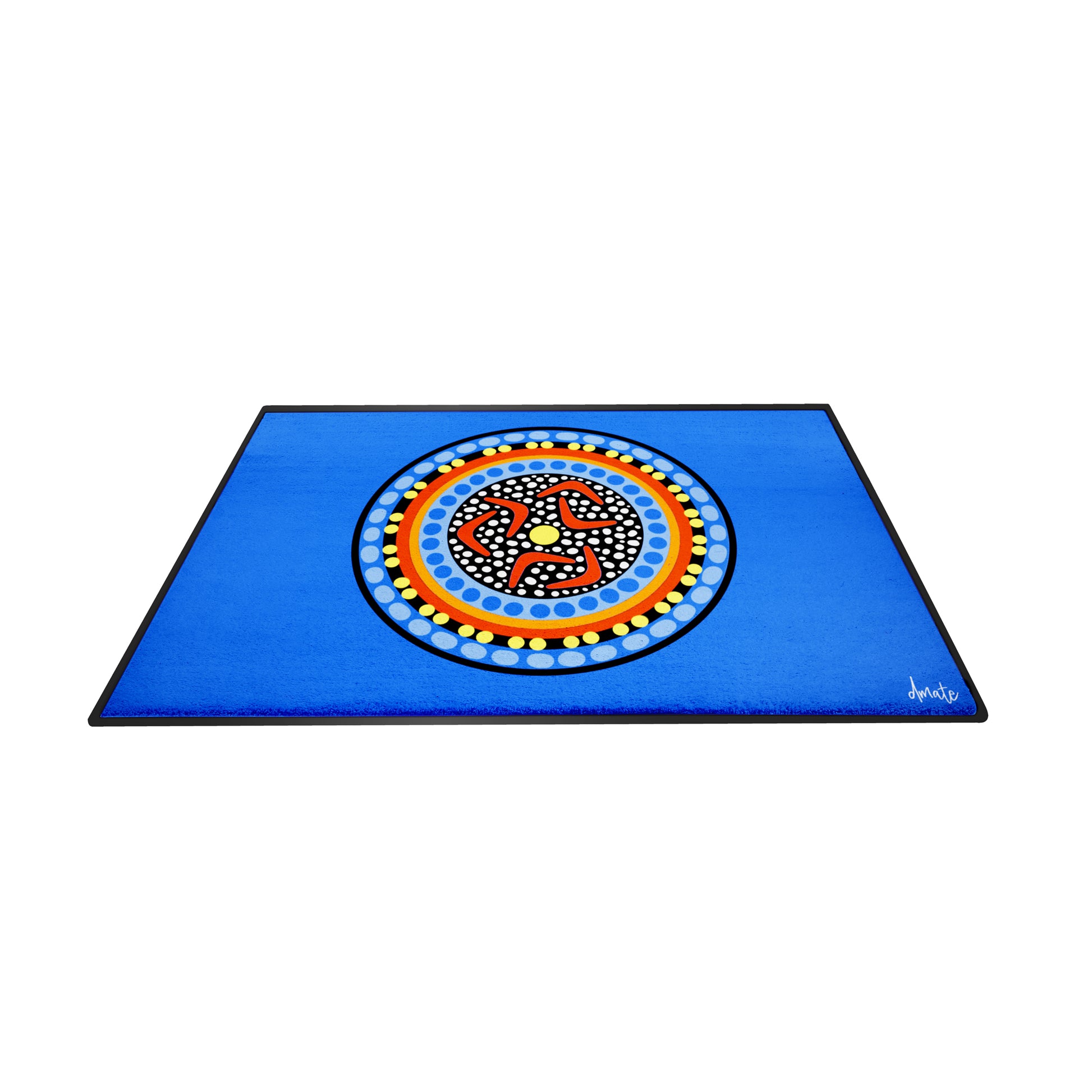 Australian Indigenous Classroom Mat - Yarning Circle Light Blue - 2m x 3m