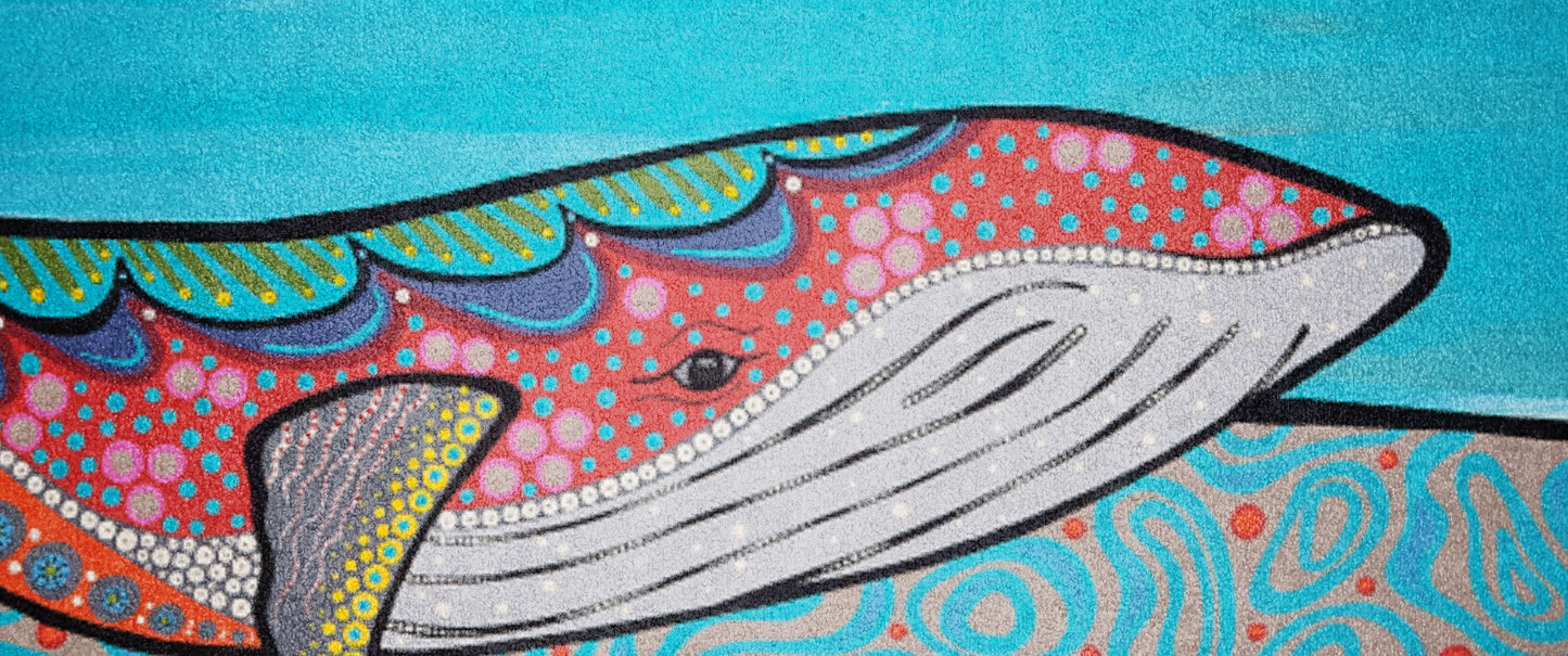 Australian Indigenous Classroom Mat - Mother & Calf Whales (2m x 3m)