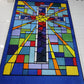 Faith Based Classroom Mat - Stained Glass Window Cross - 2m x 3m