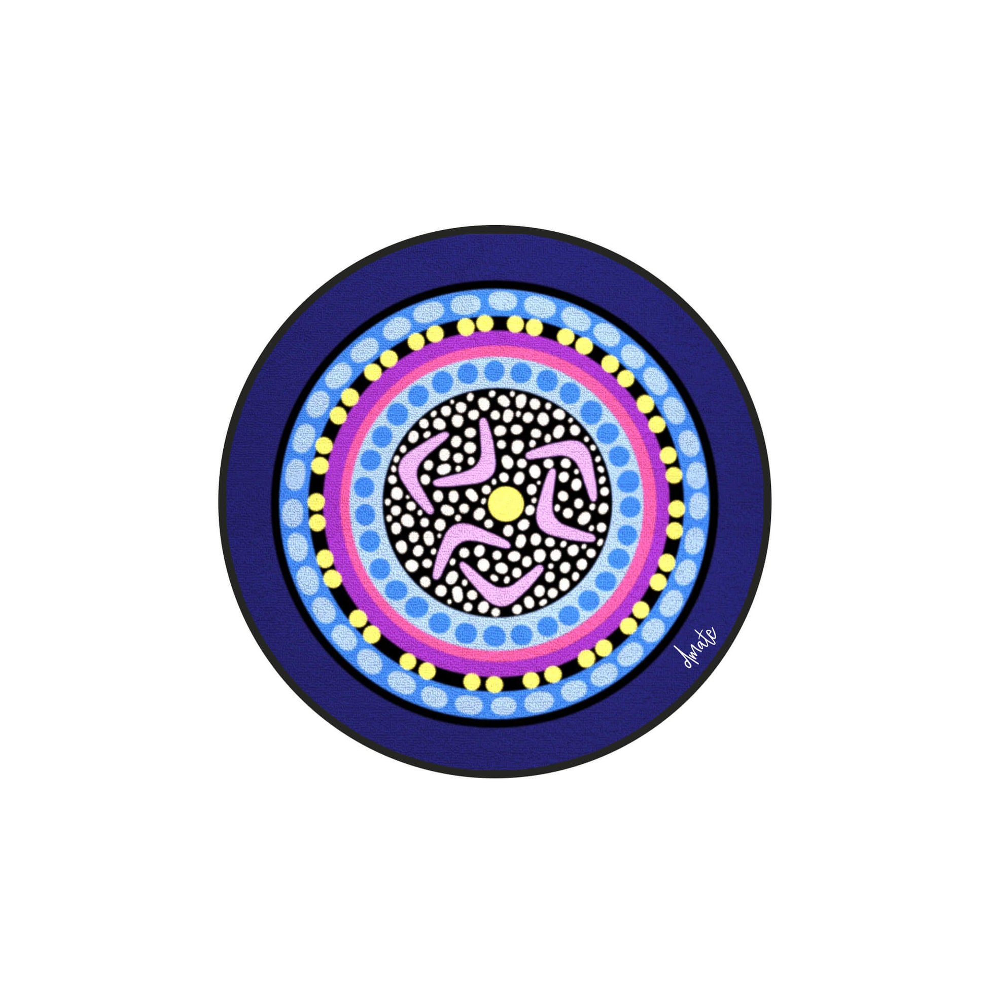 Australian Indigenous Classroom Mat - Yarning Circle Purple - 2m x 3m and Round 200cm diameter