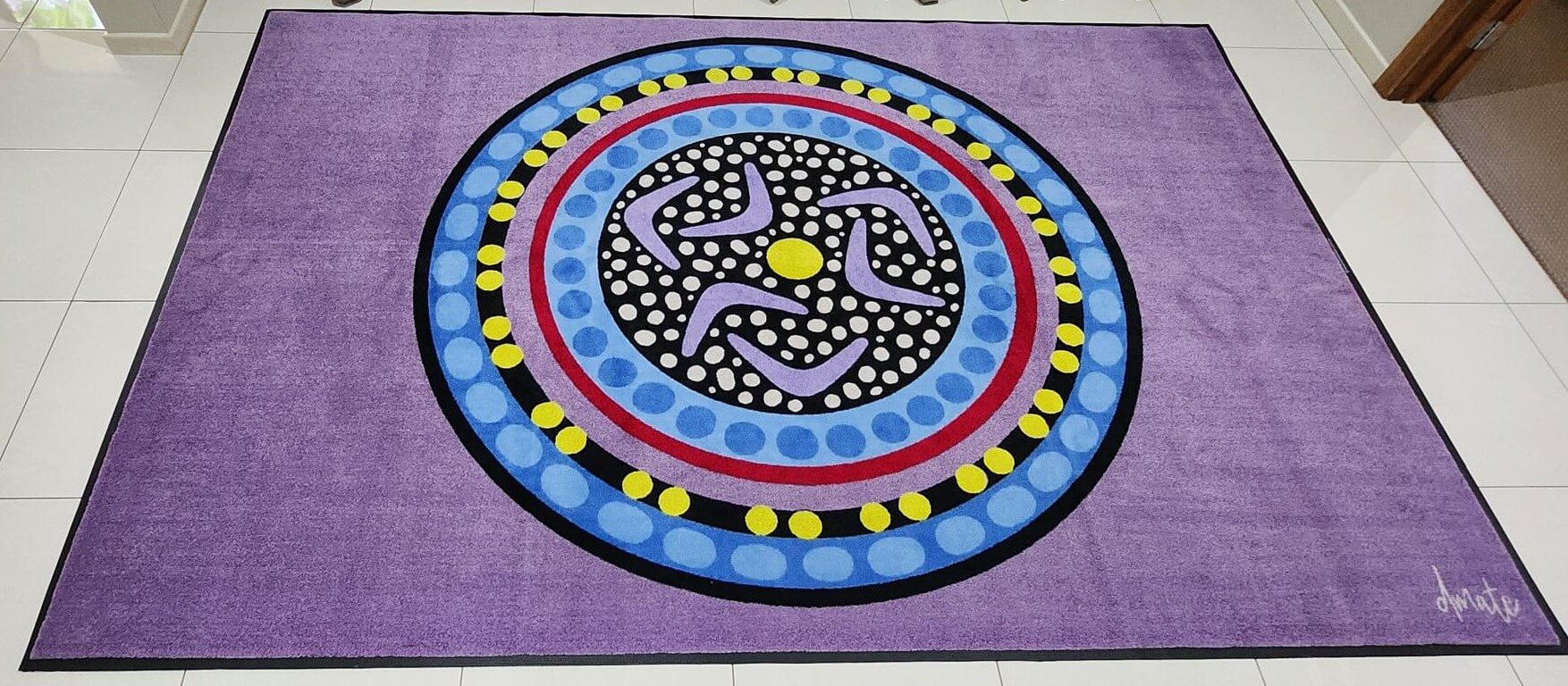 Australian Indigenous Classroom Mat - Yarning Circle Purple - 2m x 3m and Round 200cm diameter