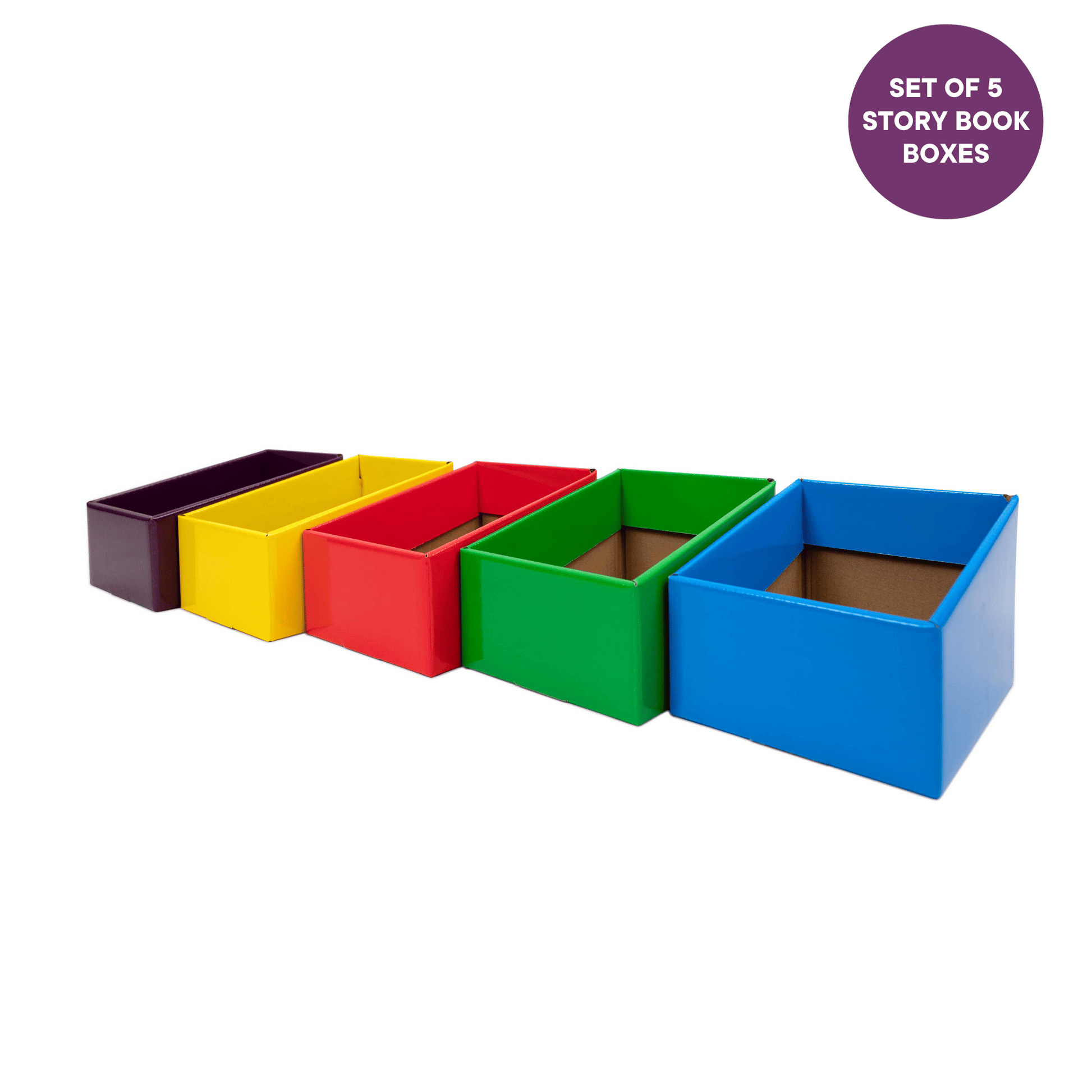 Story Book Boxes, Colour bright book boxes set of 5 | Bloom Classroom School Storage & Supplies