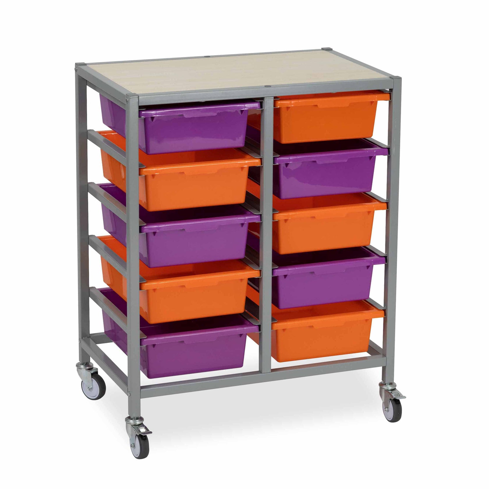 10-Tote Tray Trolley | Classroom Tray Trolley